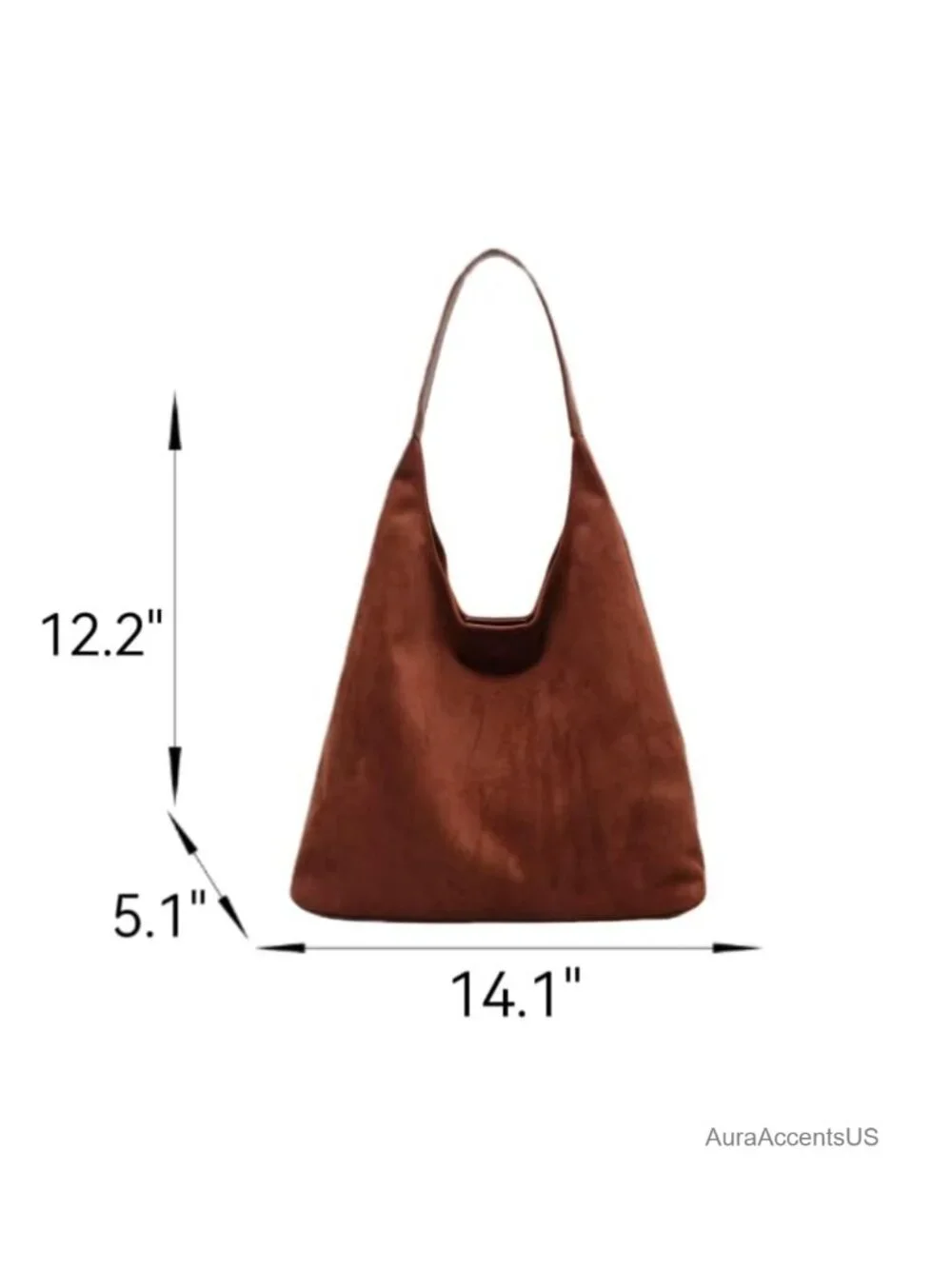 Faux Suede Hobo Bag Women Retro Slouchy Tote Top Handle Shoulder